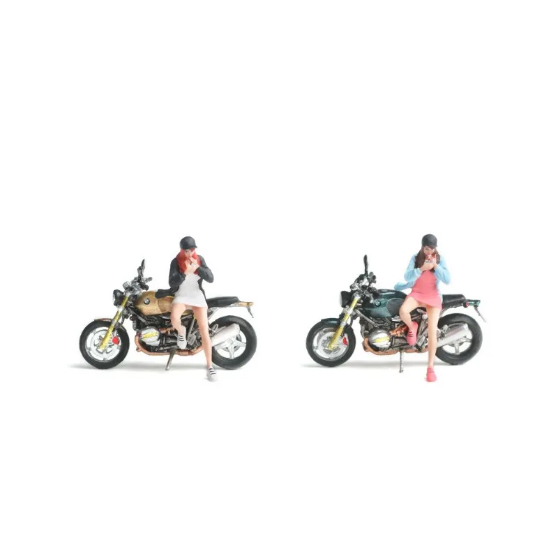 

BMW RnineT coffee dark green motorcycle girl simulation resin mold