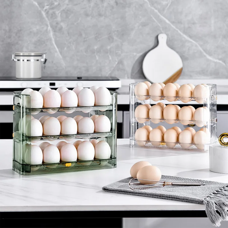 30 Grids Egg Storage Box Refrigerator Reversible Carton Home Kitchen Tray Multi-layer Rack Organizer Timing Holder Container Bin