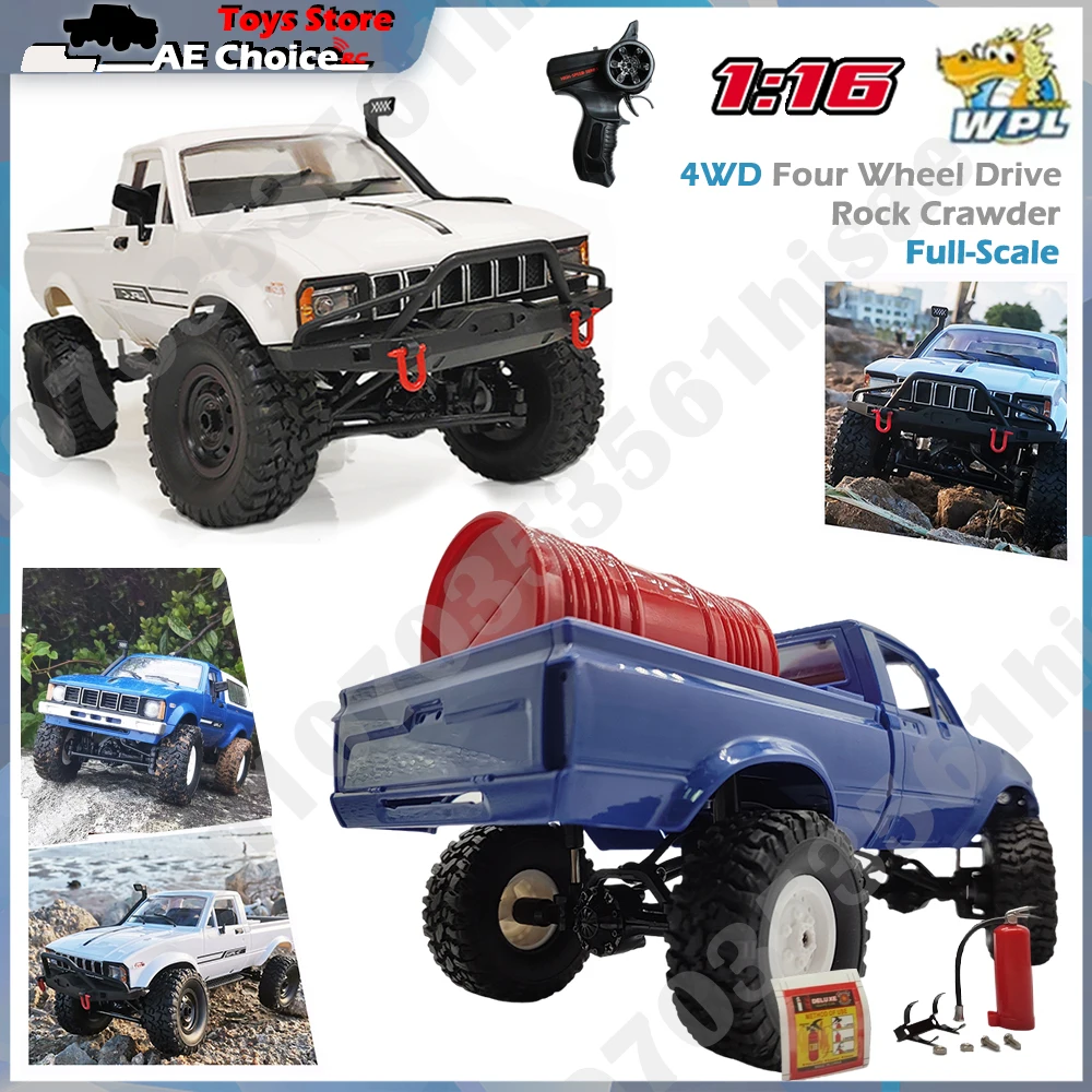 WPL C24 Full Scale RC Car 2.4G 4WD Rock Crawler Electric Buggy Climbing Truck LED Light On-road 1/16 For Kids Gifts Toys