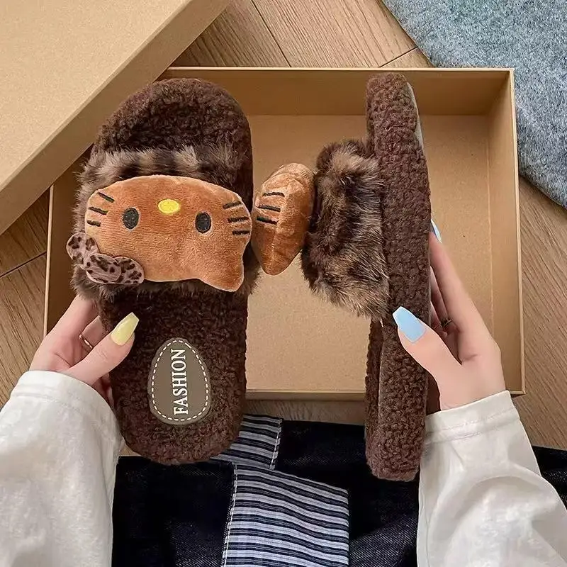 

cute kitten Women Plush Slippers Kawaii Anime Cartoon Cute Cat Home Slippers Winter Warm Girly Heart Cute Student Indoor