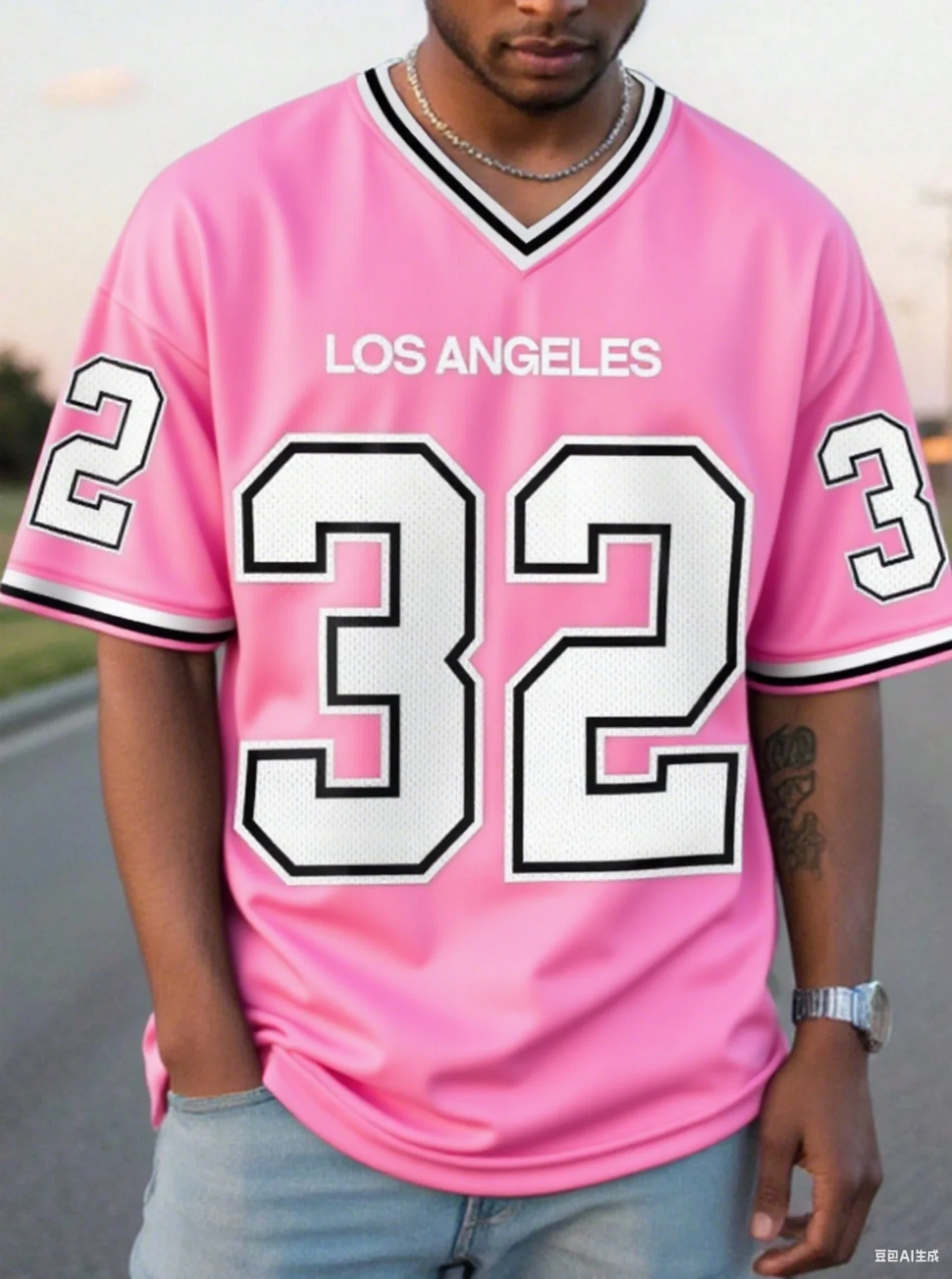 2026 Men's Los Angeles NO.32 Printed V-neck Short Sleeved T-shirt Summer Pattern T-shirt Baseball Shirt Women's Sports T-shirt