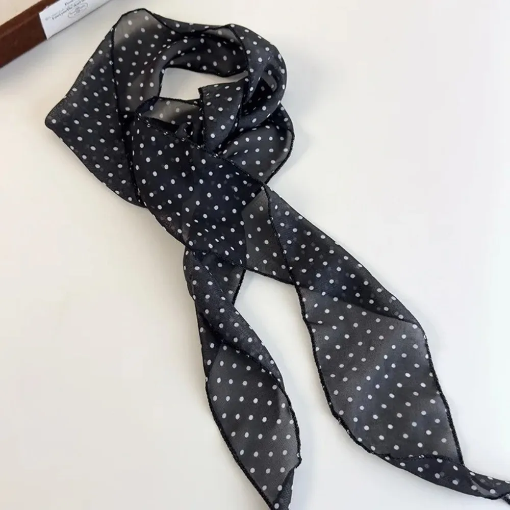Trendy Leopard Print Scarf Belt Polka Dot Boho Hair Band Head Wrap Luxe Versatile Satin Accessories Women Neckerchief