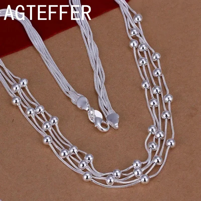 Hot Retro Charm 925 Sterling Silver Necklace for Women Lady Chain Solid Bead Fashion Trends Wedding Party Jewelry Gifts