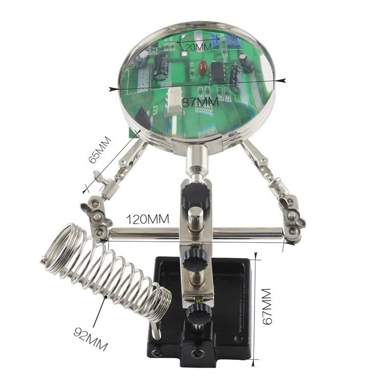 Helping Hands Soldering Tool PCB Holder Flexible Metal Arms Desktop Magnifier Welding Station Third Hand Repair Clamp Auxiliary