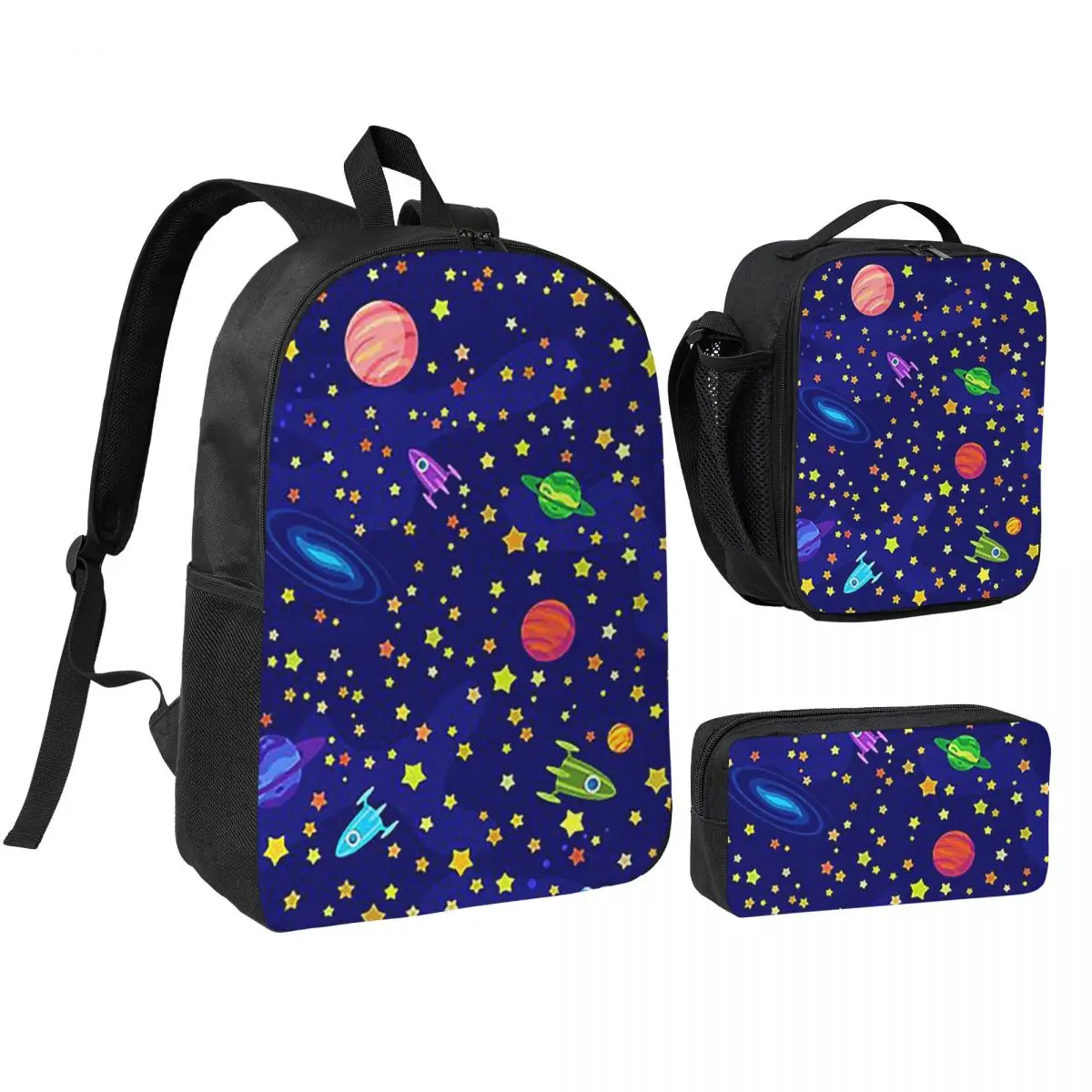 

Starry Sky Space Galaxy Sun Moon Backpack Student BookBag School Bag Shoulder Bags 3ps Insulated Lunch Bag Pencil Case