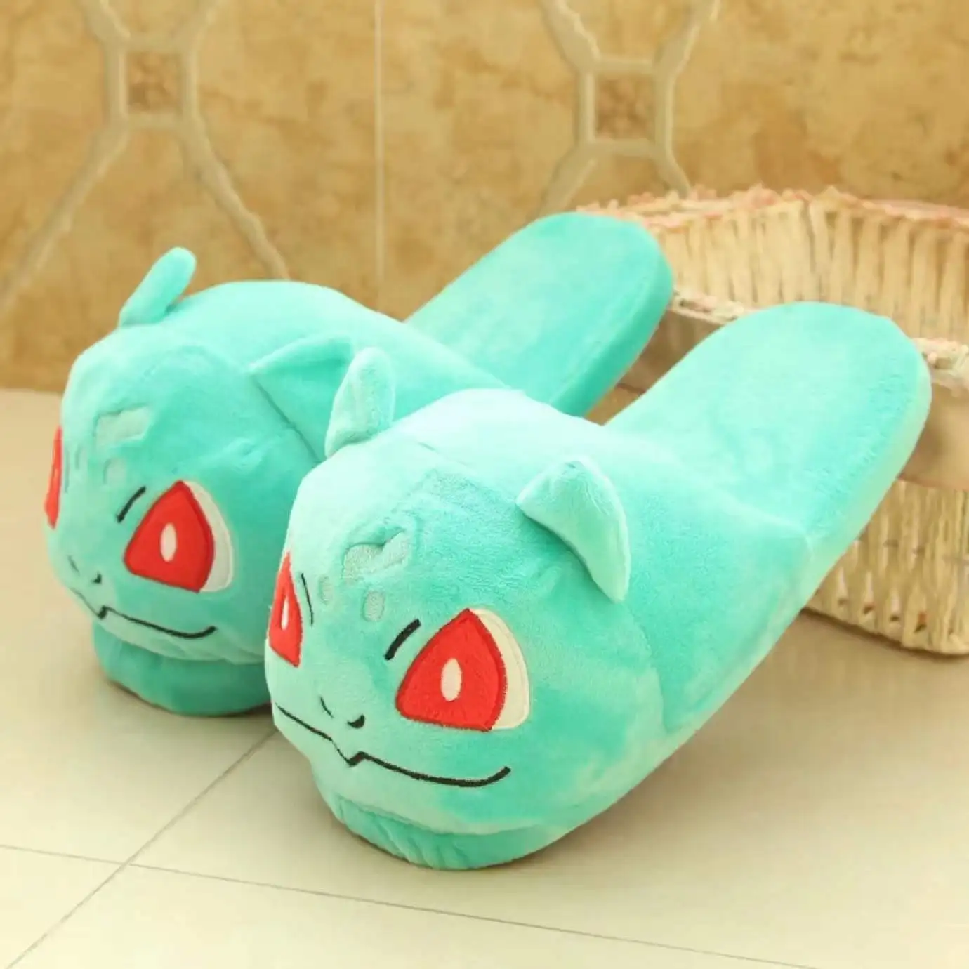 Pokemon Pikachu Eevee Snorlax Squirtle Indoor Slippers Flat Home Cute Cartoon Slippers Unisex Couple Animal Warm Non-slip Shoes