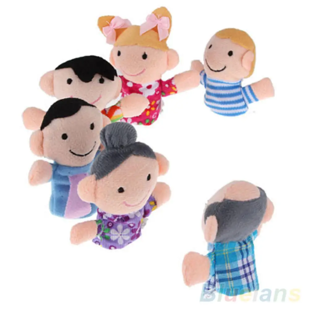 Dropshipping!! 6Pcs Baby Kid Plüsch Tuch Spielen Spiel Lernen Geschichte Familie Finger Puppen Spielzeug