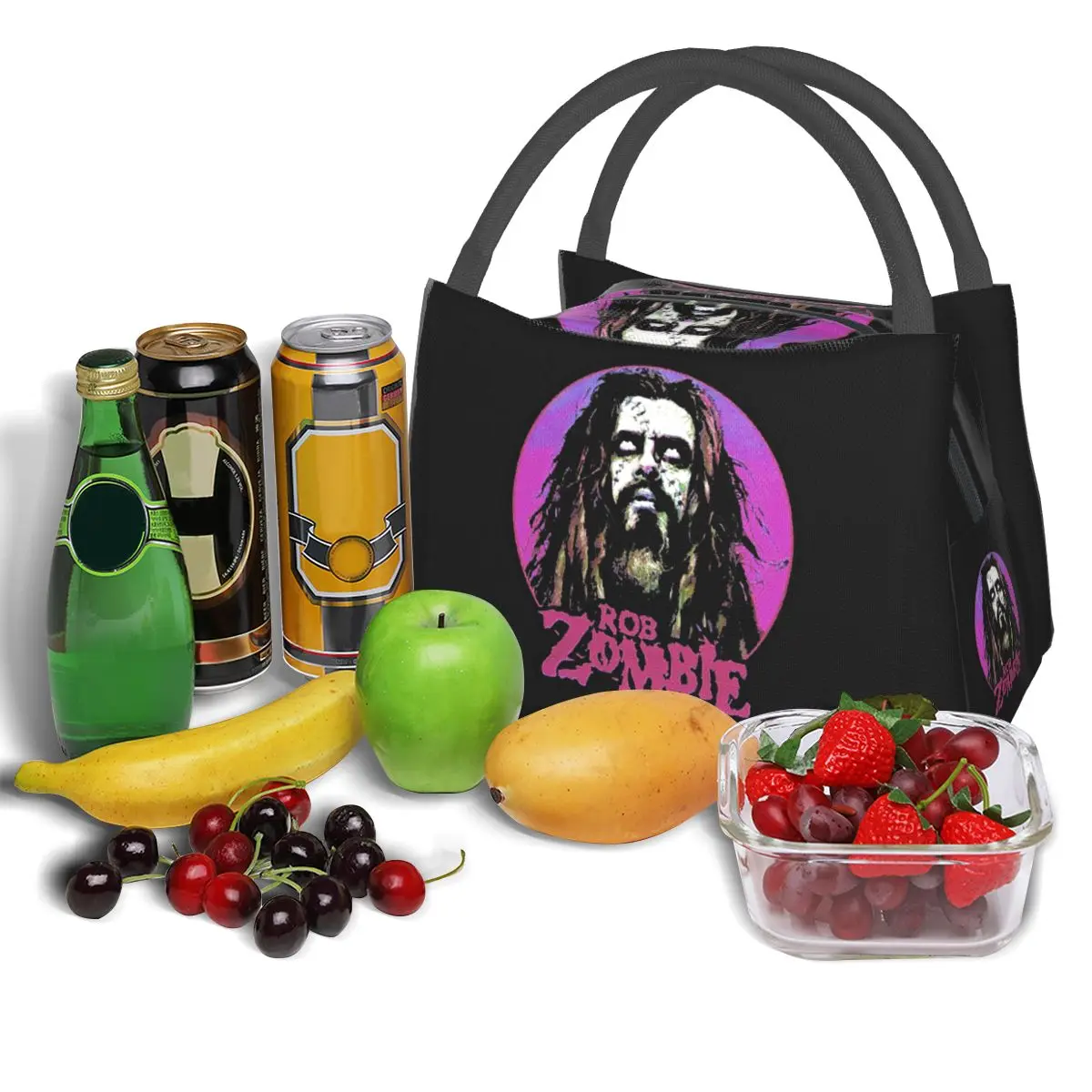 Vintage Rob Zombie Band Kunst Lunch Taschen isoliert Bento Box tragbare Lunch Tote Picknick Taschen Kühler Thermo tasche für Frau Büro