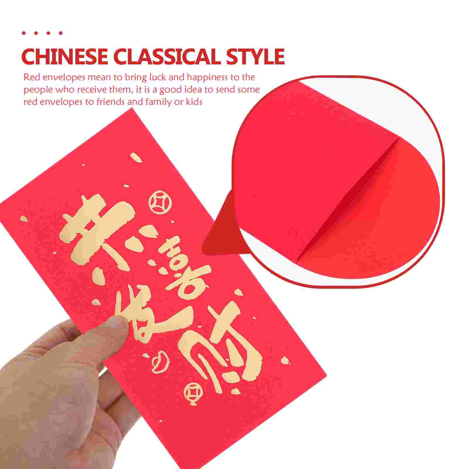 Envelope vermelho chinês para o festival de primavera, ano novo, 6 pcs, tradicional, bolso, zodíaco, dinheiro da sorte