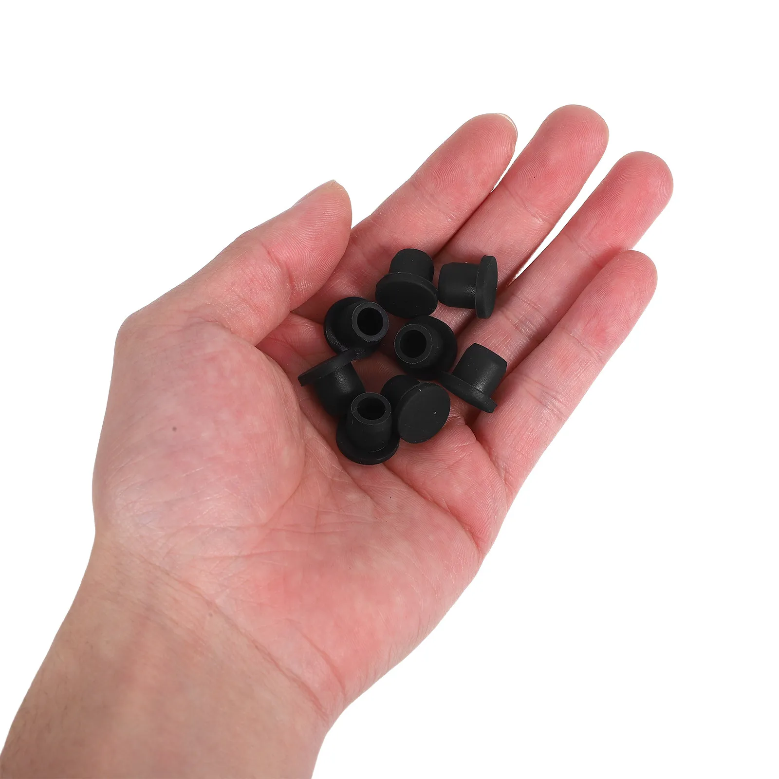 8Pcs Lab Seal Rubber Stoppers Black Hollow Flexible Rubber Corks Leak-Proof for Test Tubes Vials Bottles Household Kitchen Use