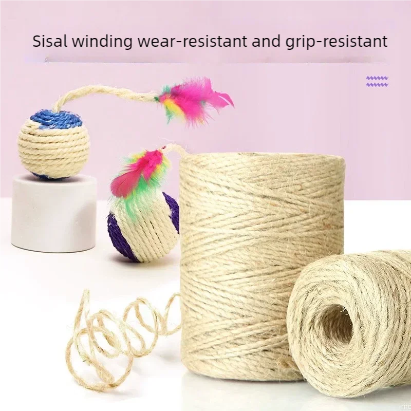 Pet Cat Toy Colorful Feather Sisal Ball Interactive Play Shuttlecock Ball For Cats Grinding Claw Training Entertainment Toy
