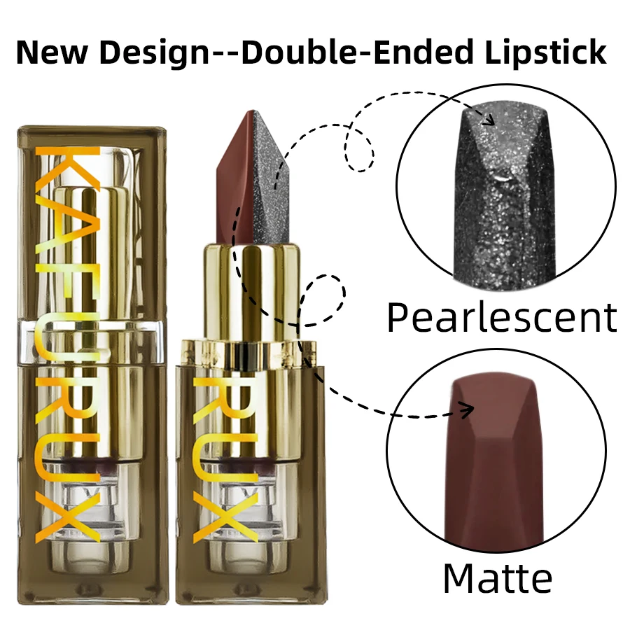 Rouge à lèvres bicolore couleur chocolat, imperméable, paillettes et mat, teinte rouge Sexy, maquillage, crayon à lèvres hautement pigmenté, cosmétiques, 1 pièce