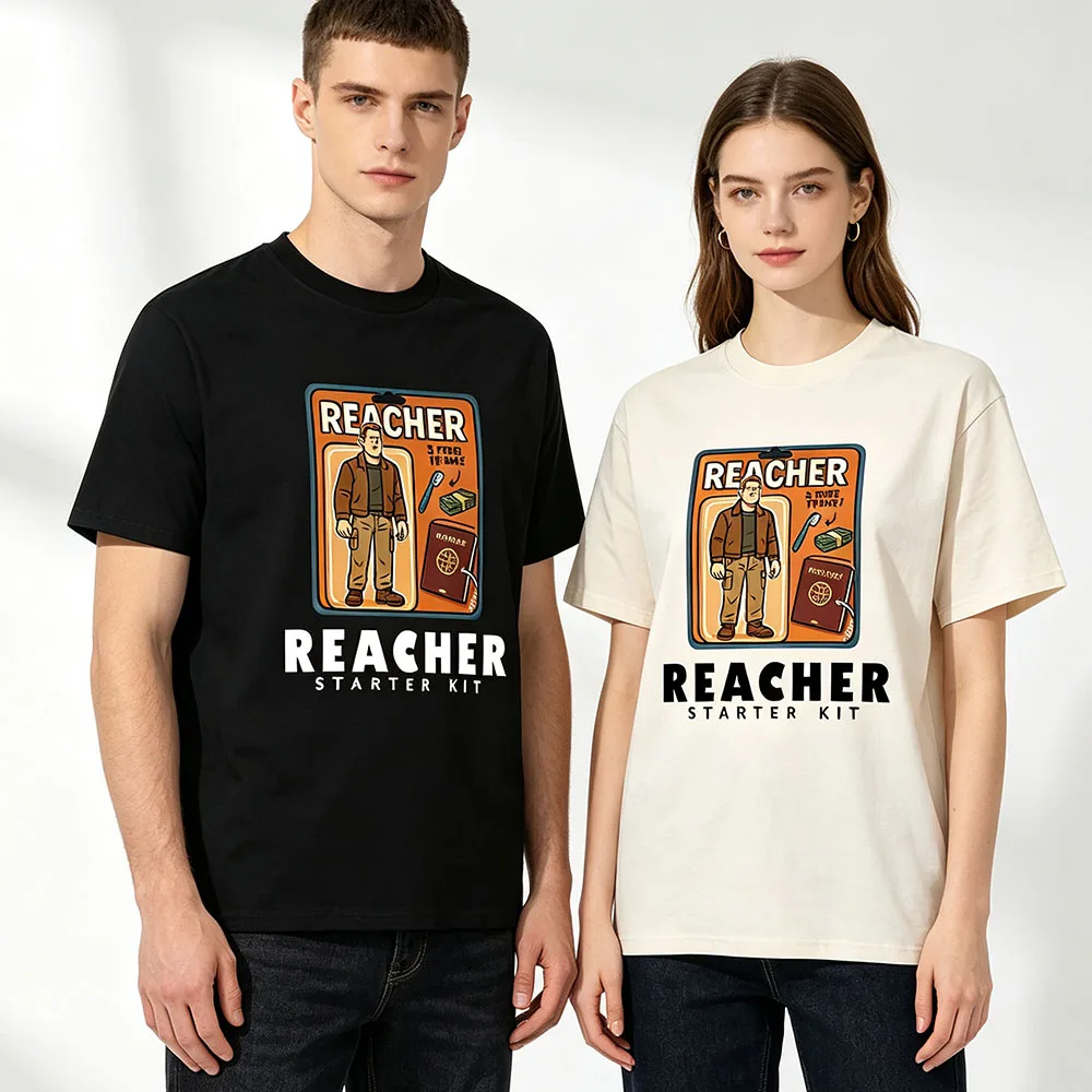 TV Series Reacher Tees Unisex Graphic Print T‑Shirt Retro Cartoon Short Sleeve O‑Neck Casual Loose Tops Men Women Streetwear