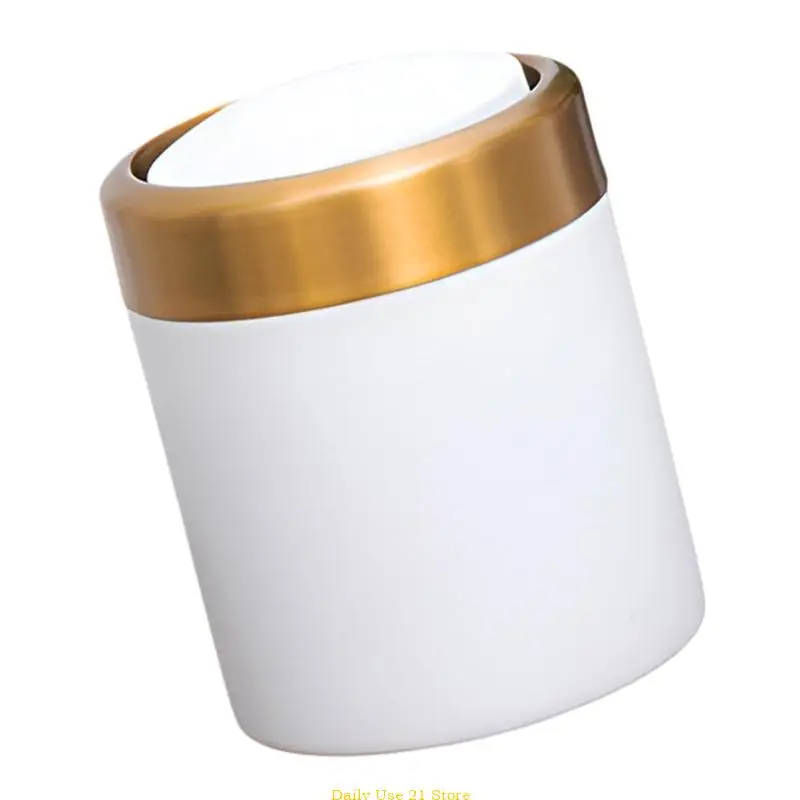 Mini Trash Bin Space Saving Brushed Stainless Steel Trash Can for Table top Use