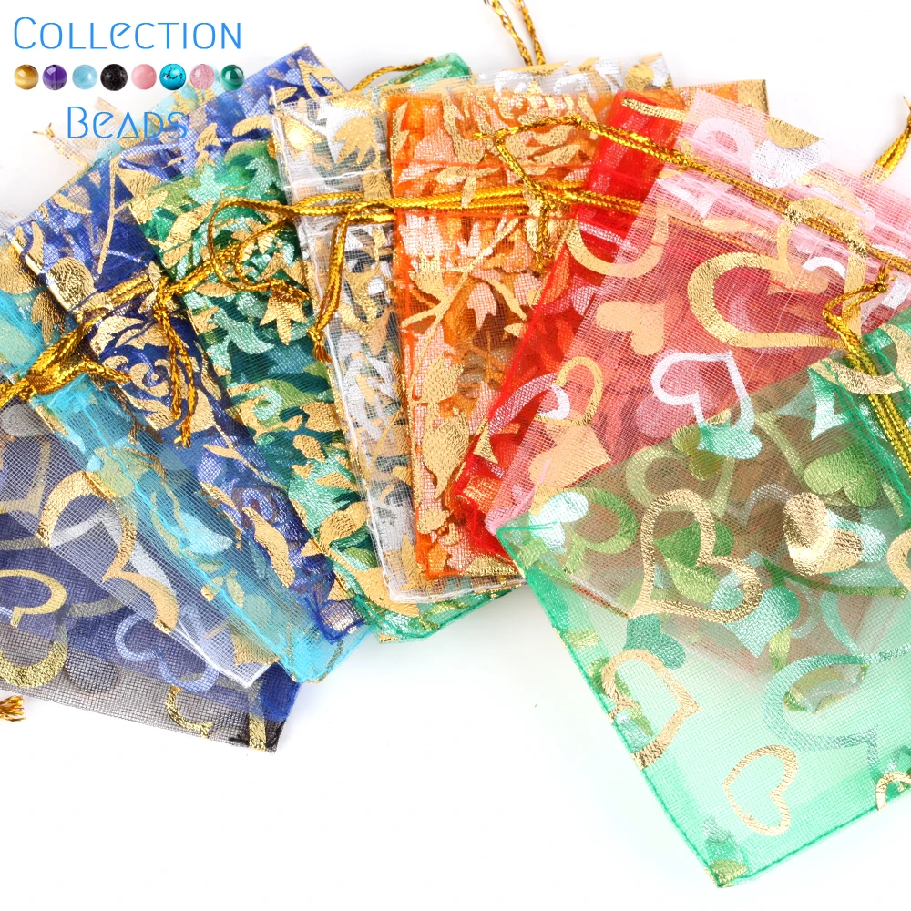 50pcs/Lot Colorful Drawstring Organza Bags Jewelry Packaging Bags Candy Wedding Party Bags Wholesale Gifts Pouches Wholesales