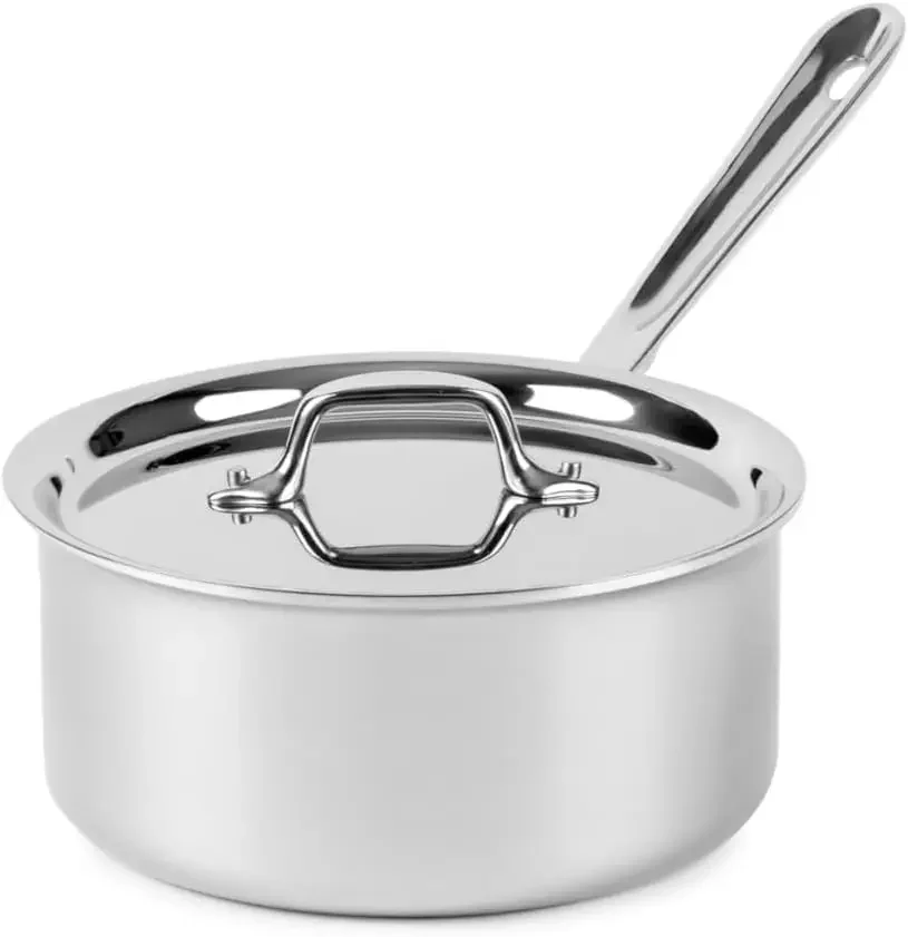 Olla para Salsas D3 de Acero Inoxidable de 3 Capas con Tapa, 3 Cuartos de Galón, Apta para Inducción, Horno y Asador a 600°F, Multiusos, Compatible con Todas las Placas de Cocción