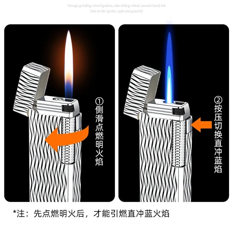 Pemantik Api Ganda Seri Resin Baru, Pengapian Geser Samping Versi Sempit Kelas Atas, Kotak Asli Pacar Kreatif