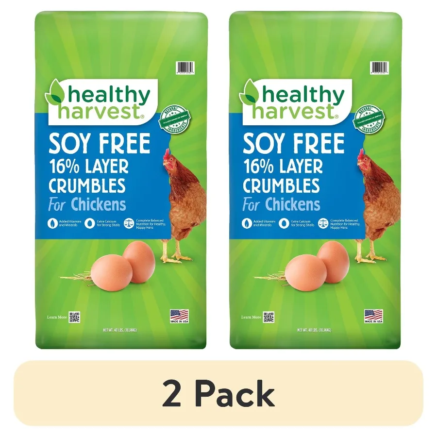 (2 pack) Healthy Harvest Soy Free 16% Layer Crumbles Poultry Feed