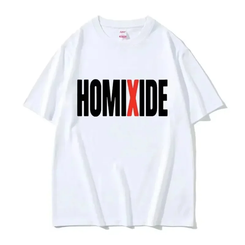 Rapper homixide graphic print tee unisex fashion hip hop style t shirt MEN'S casual cotton oversized short sleeve T-shirts