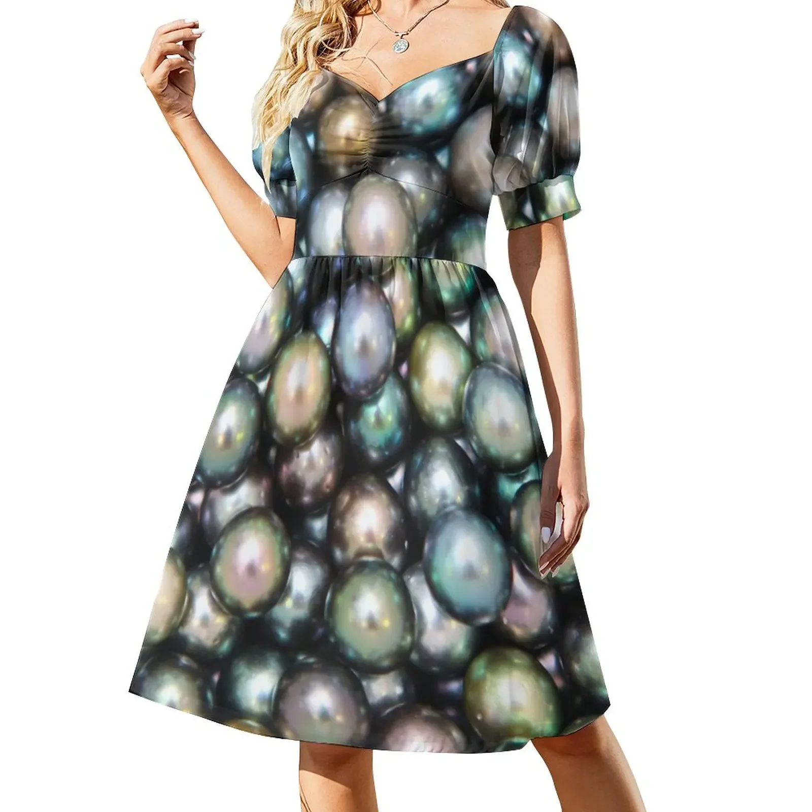 

Tahitian Pearls Short-Sleeved Dress evening dresses luxury 2025 Long veiled dresses