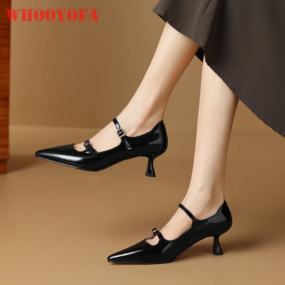 

2025 New Geniune Leather Black Wine Red Women Pumps Pointed Toe High Thin Heels Office Lady Shoes Plus Big Small Size 31 45 47