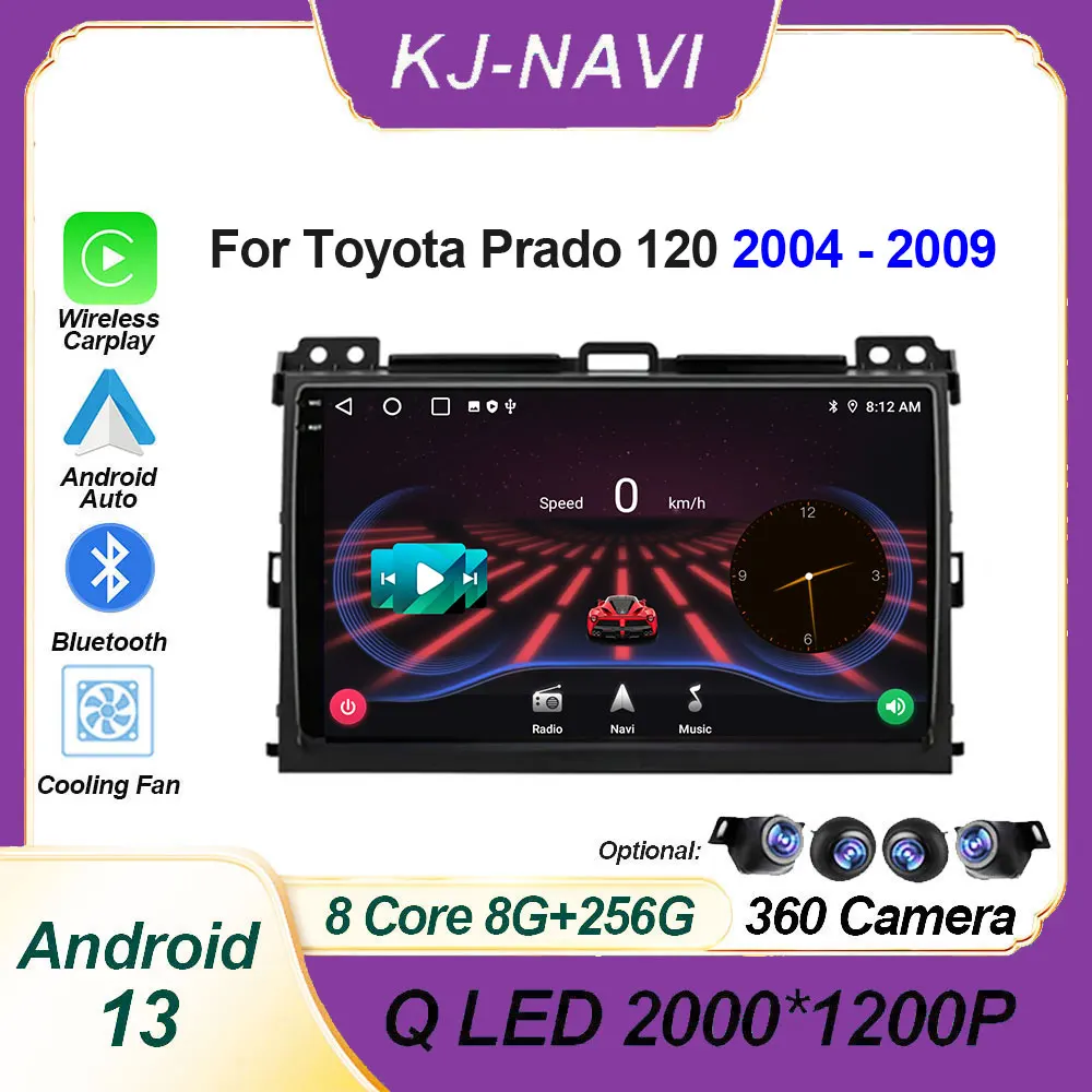 

WIFI Android 14 radio For Toyota Prado 120 2004 - 2009 Car stereo Multimedia Player Carplay Auto GPS Navigation