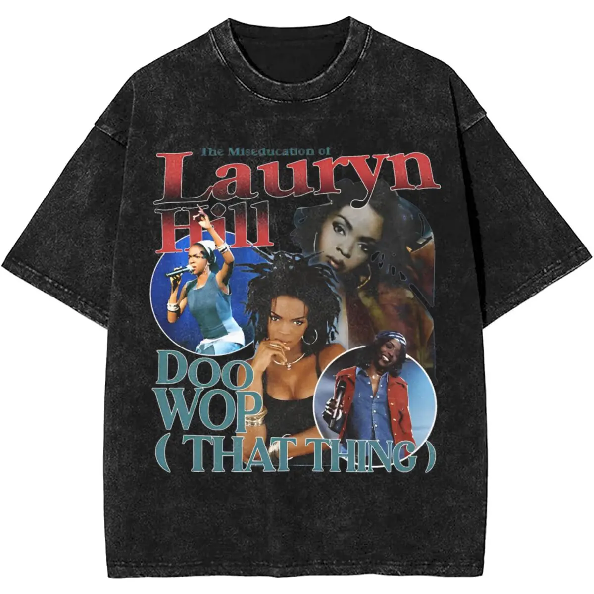 Lauryn Hill The Famous Fugees Band Merch Washed T Shirts Men Women Streetwear Hip Hop T-Shirts Summer Tee Shirt Short Sleeve