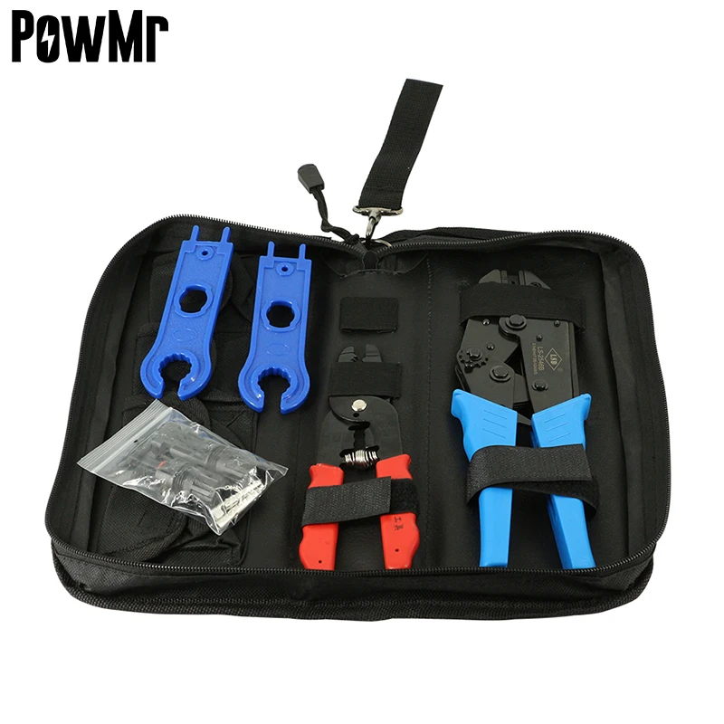 PowMr MC Solar Connector Tool Bag for 2.5/4/6mm2 PV Cable, Solar Press Plier Tool with free connector for solar system MCD-1