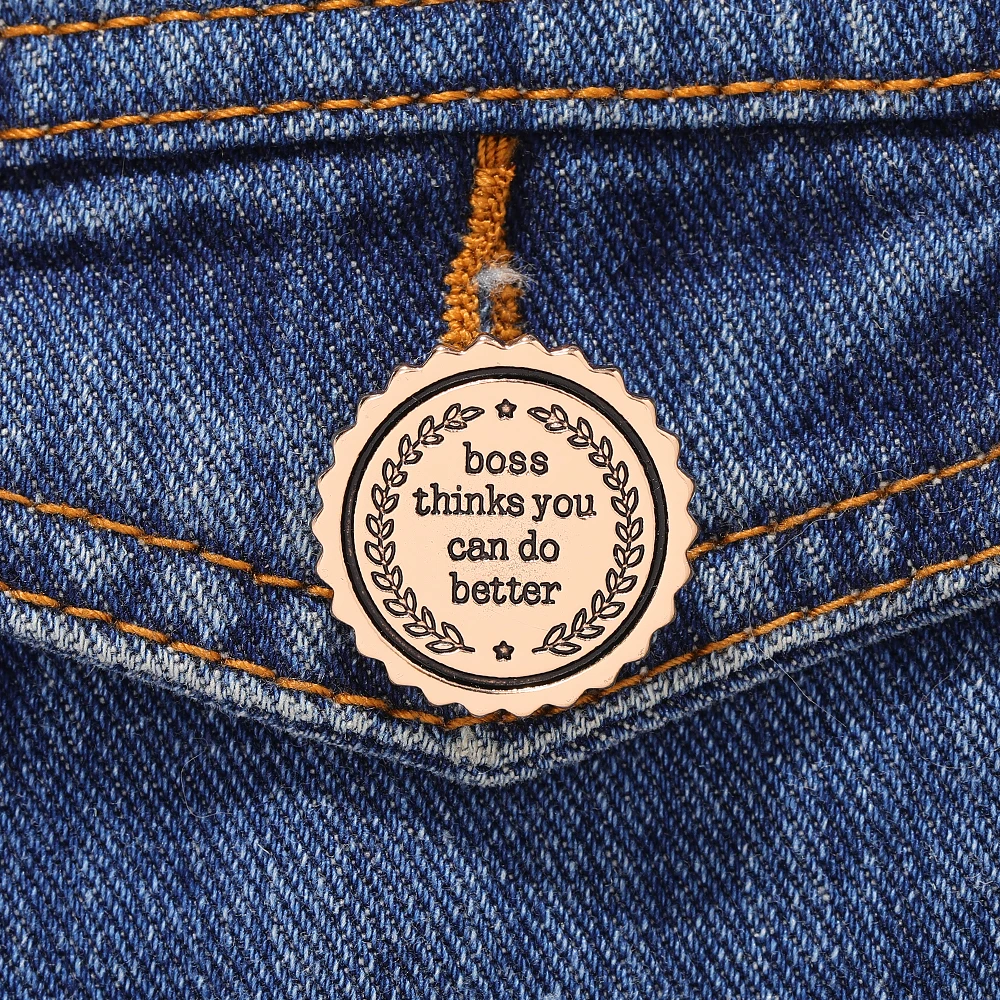 Broches vintage con forma de tapa de botella de Boss Admin, con la frase 'Think You Can Do Better', para insignias de personal, regalo.
