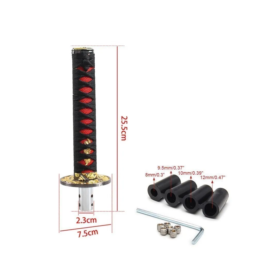 20cm Universal Katana Samurai Sword Gear Shift Knob Warrior Series Manual Stick Shift Knob with 4 Adapters Fits Most Vehicles