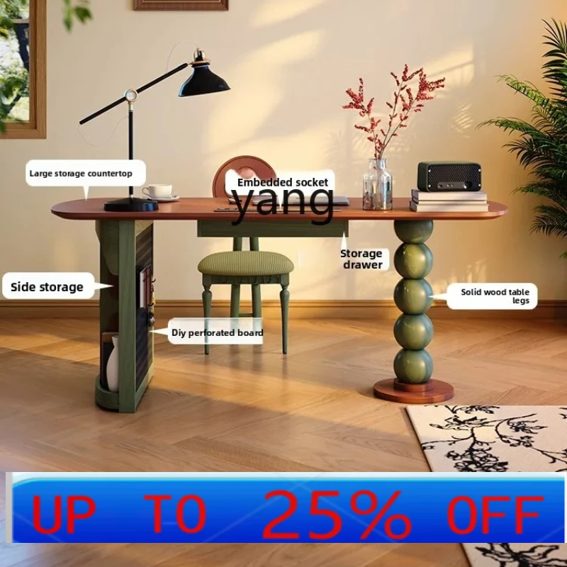 

Lcx hole board integrated desk medium antique solid wood desk with drawers French retro desk