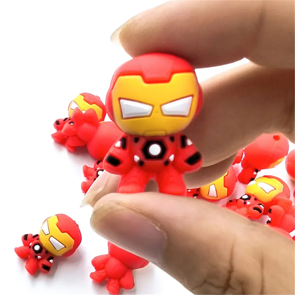 5pcs super hero Iron man 3D focal Silicone beads Teether Jewelry Beads Food Grade For pen Pacifier Chain