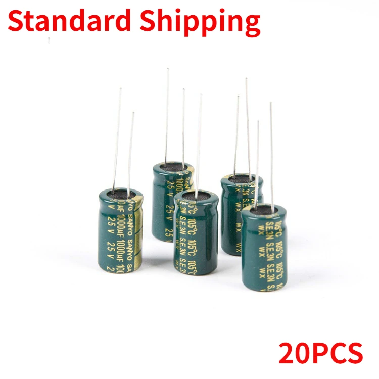 

20PCS 1000UF 25V FM Internal Resistance High Frequency Capacitor for RC FPV Drone 30A 40A ESC F3 F4 F7 Flight Controller