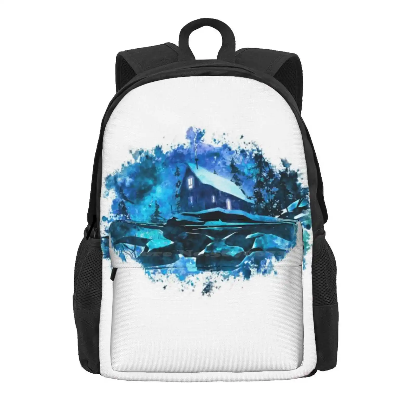 The Long Dark Hot Sale Schoolbag Backpack Fashion Bags The Long Dark Video Game Survival Cabin Watercolor Painted Paints Wolf