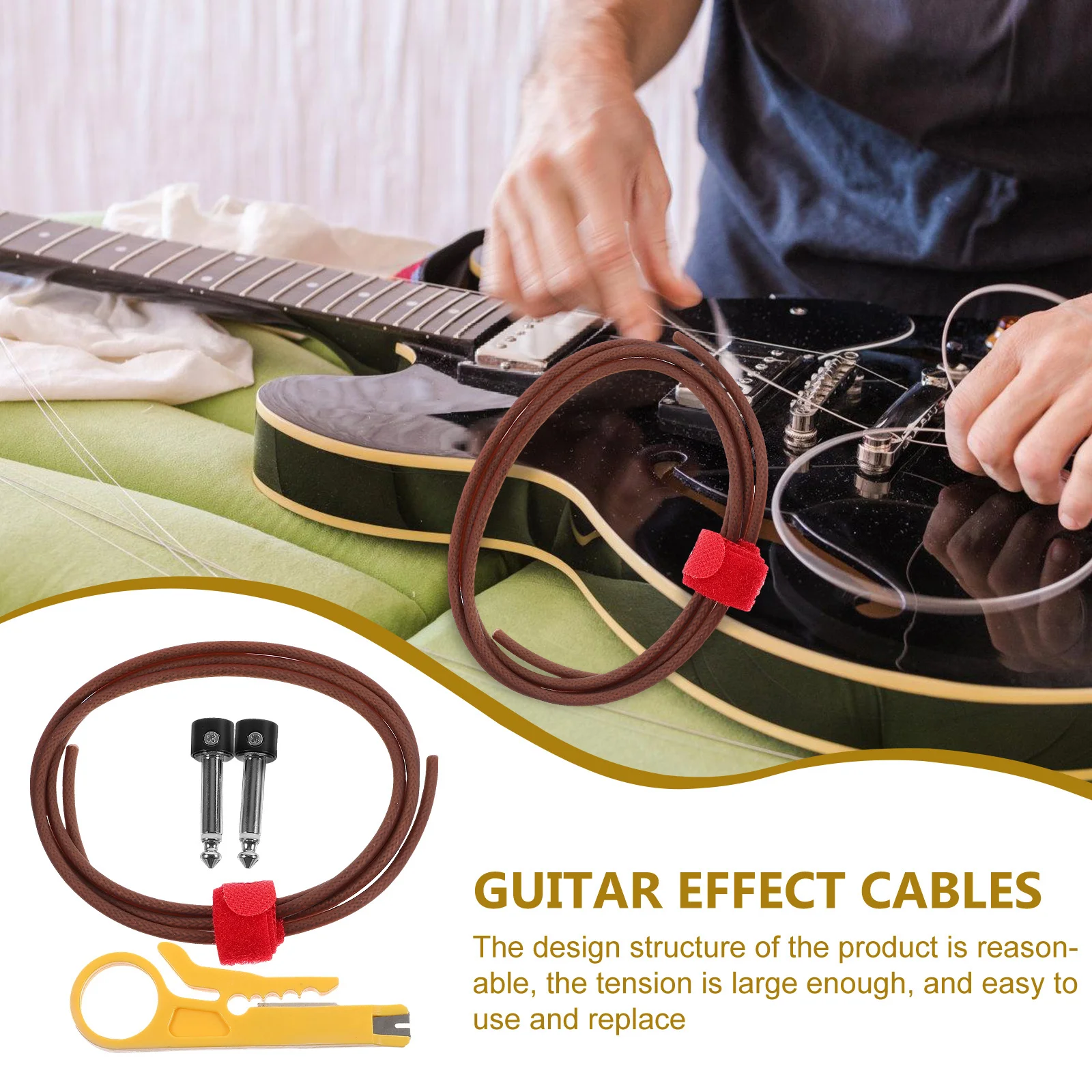 

1 set 1 Set Professional Guitar Patch Cable Metal Noise Reduction For Electric Guitar Bass Pedalboard Line Instrument Cord