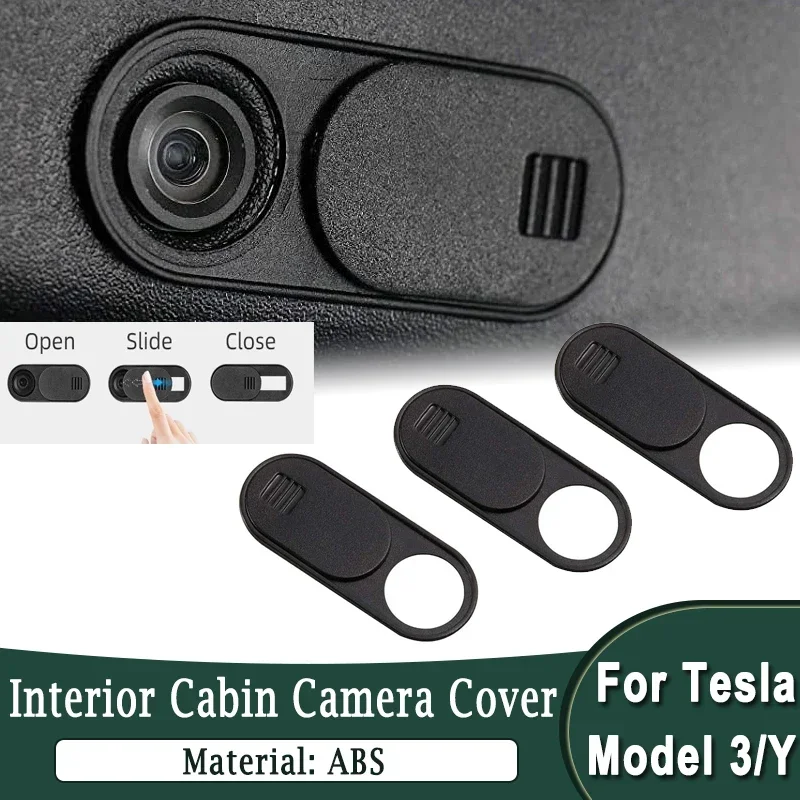 For Tesla Model 3 Y Interior Cabin Camera Cover Ultra-Thin Slide Laptop PC Front-Facing Webcam Sticker Blocker Protect Privacy