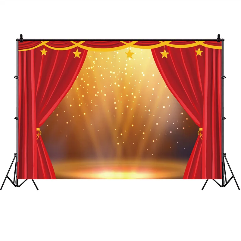 Stage Background For Performance Red Curtain Decorations Circus Tent Decor Photographic Backdrops Photo Banner Photography Props