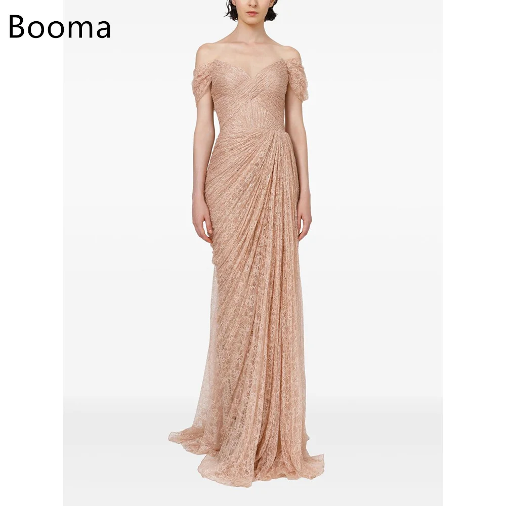 Booma a-line قبالة الكتف مطوي الدانتيل أنيقة المرأة حفلة موسيقية فساتين رسمية للنساء فستان سهرة فساتين بسيطة مخصصة 2025 #1