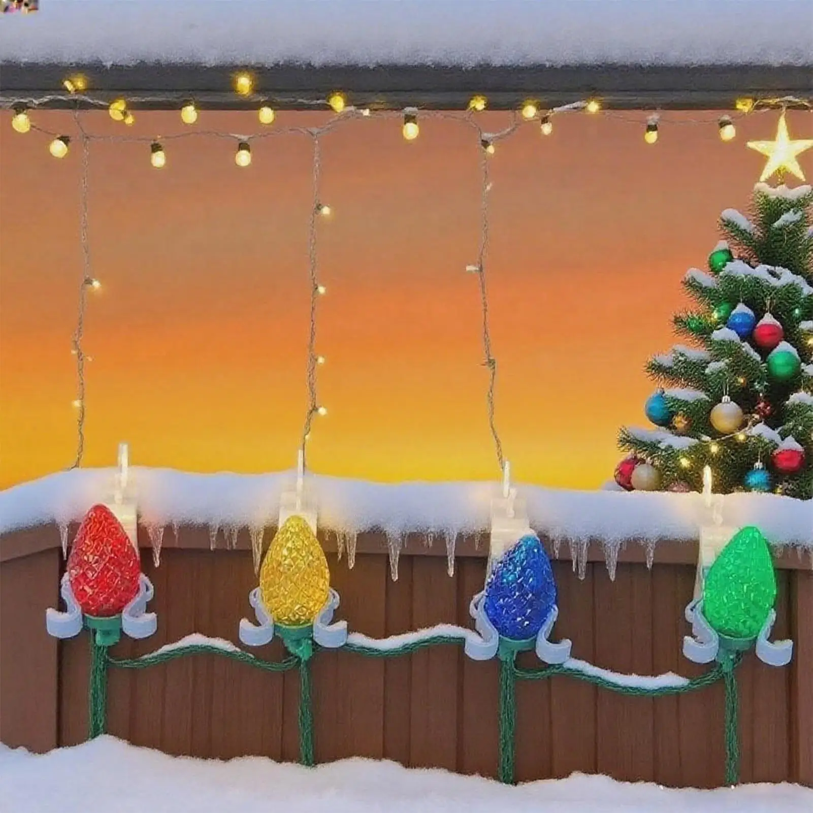 

Зажимы для желобов для гирлянд, 10-компонентные веревочные крючки для желоба, праздничное освещение, вешалка для уличного карниза, заборов, палубы, софити