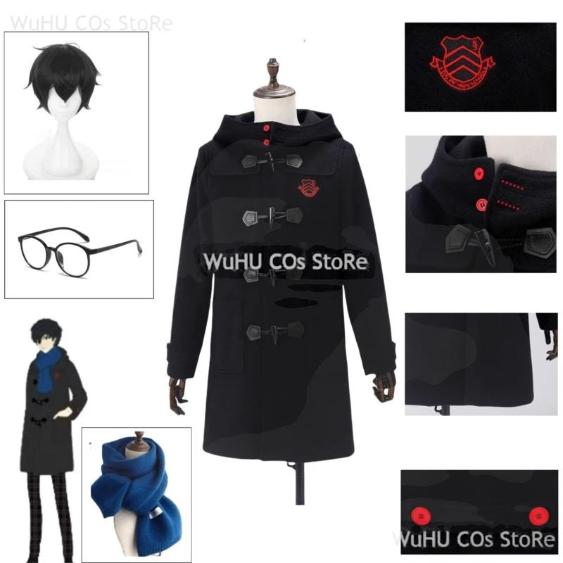 

Customized Ren Amamiya Winter Version Cosplay Costume Wig Scarf Glasses Warmer Coat Jackets Trench Christmas Party Uniform Set
