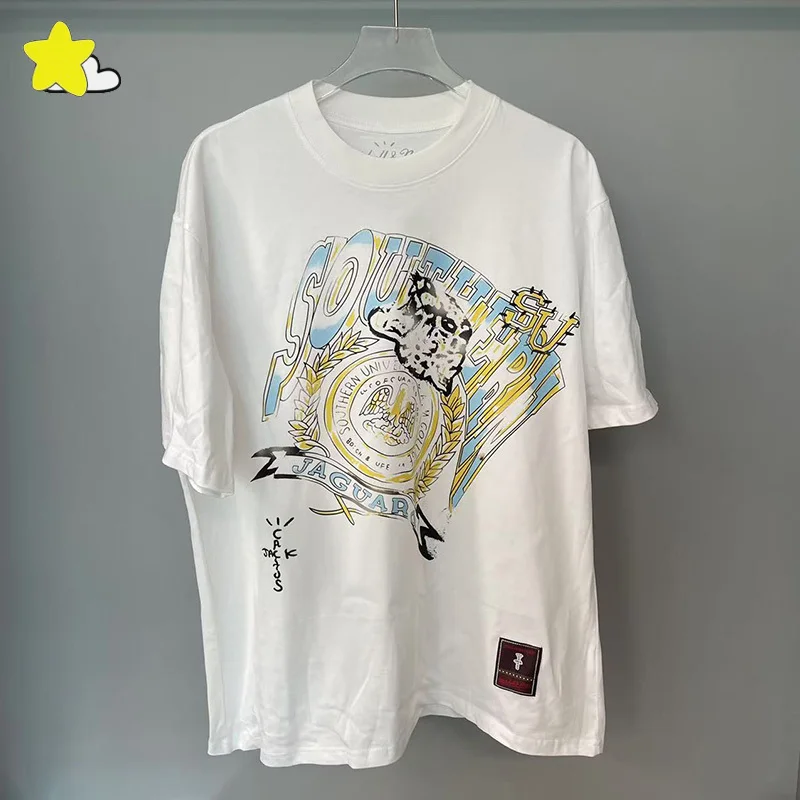 

2025 Summer Casual Loose Cactus Jack T Shirt Men Women Best Quality Cotton Graphics Print T-Shirt White Short Sleeve Tee