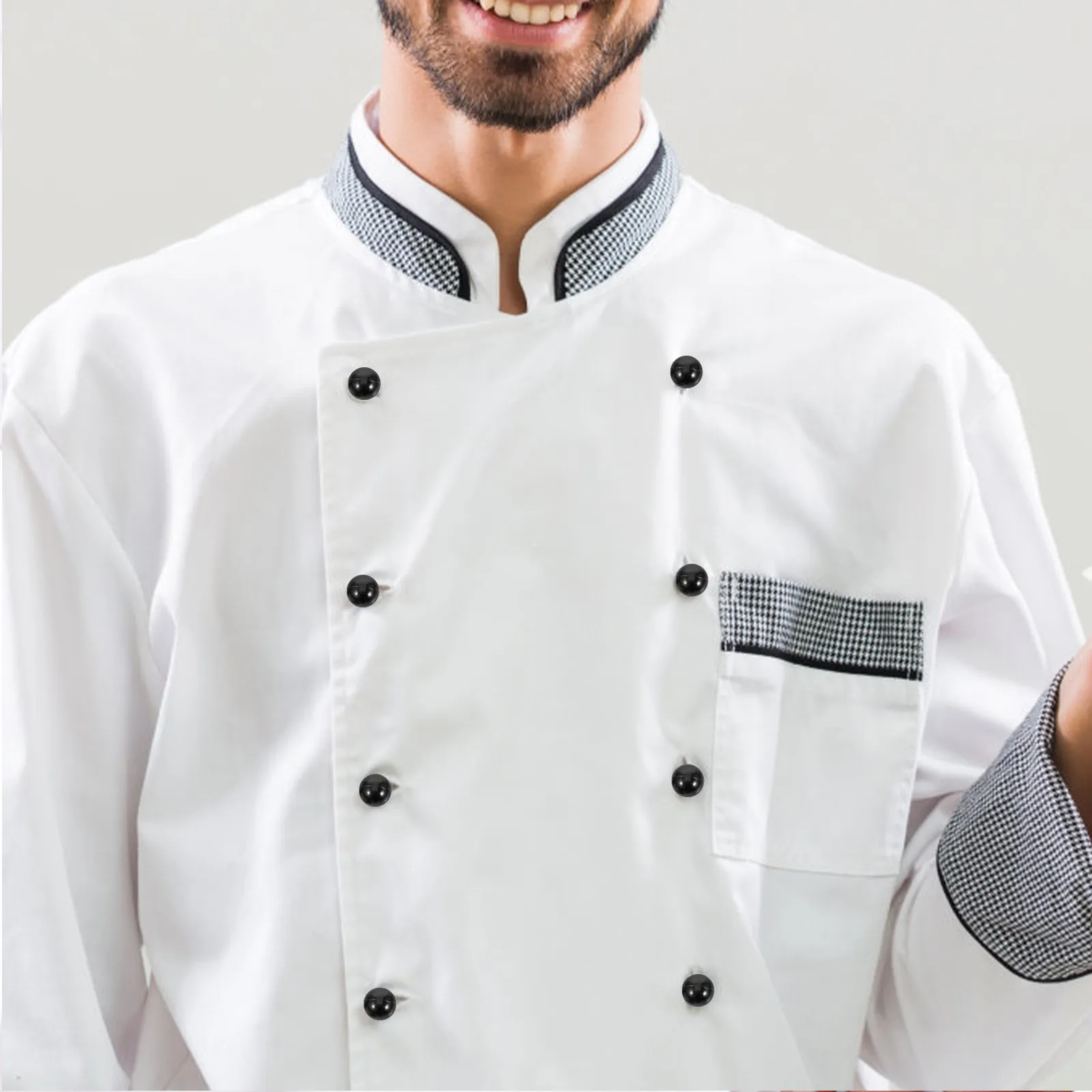 50Pcs Chef Uniform Buttons Smooth Edge Crafted Plastic Chess Style Jacket Coat Button for Catering Staff Kitchen Appearance