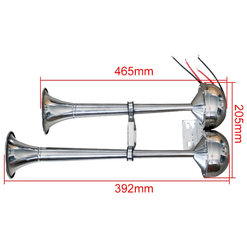 12V/24V Marine Boat Stainless Steel Dual Trumpet Electric Horn With Mounting Bracket For Ship Sailboat Yacht Car Trucks