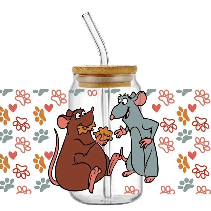 

Hot Sale The Mouse and the Chef UV DTF Wraps Transfer Sticker DIY For 16oz Libbey Glass Cup Waterproof Wrap Transfers Decals Cup