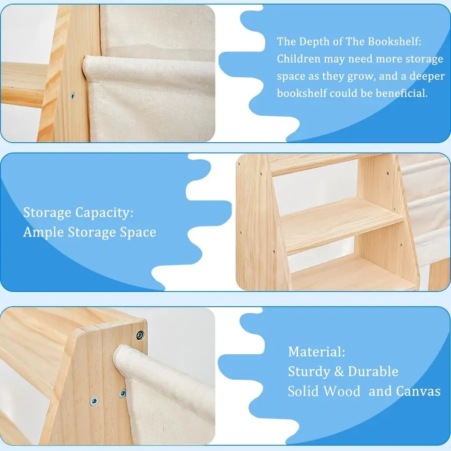 منظم تخزين الألعاب لخزانة الكتب، من الخشب الصلب، 100 رف كتب متعدد الأغراض لغرفة اللعب، غرفة الأطفال الصغار، الفصول الدراسية، كبير