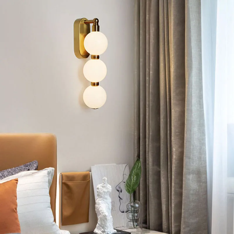 Modern White Acrylic Ball Wall Lights Changeable Dimming Gold Metal for Parlor Bedroom Stairs Aisle Lamp Drop Shipping Lamps