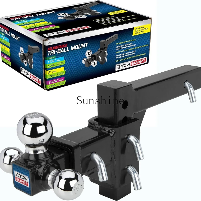 

Adjustable three-ball trailer arm mounting hook 6,000-10,000 lbs capacity 2 "receiver 11.5" height
