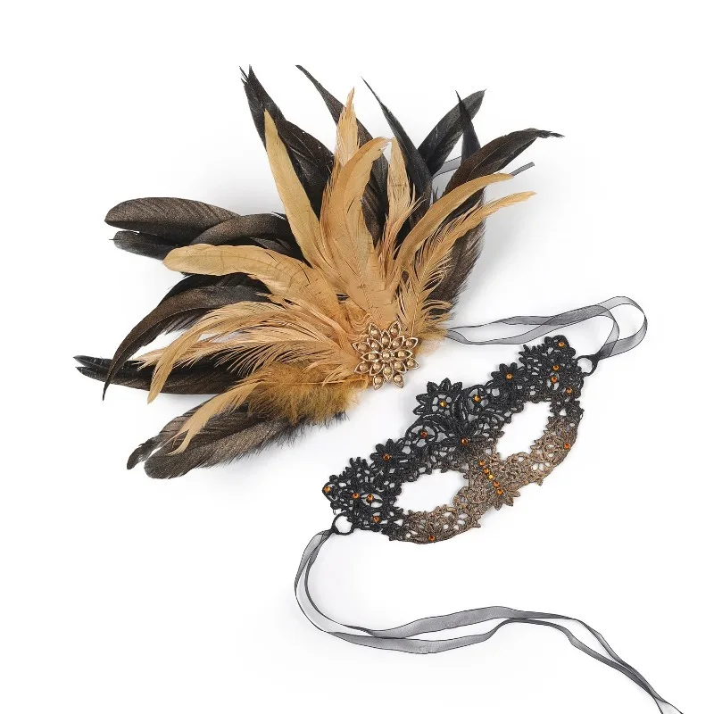Masque de plumes sexy pour femme | Masque de bal de mascarade d'Halloween avec dentelle à paillettes strass détachables |   Costume de fête Cosplay