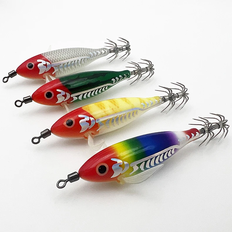 ShareShark 5 Stück/Box Leuchtendes Horizontales Garnelen-Lasermuster Hartköder-Set, geeignet für Meeresangeln auf Tintenfische und Oktopus. – Detail 14