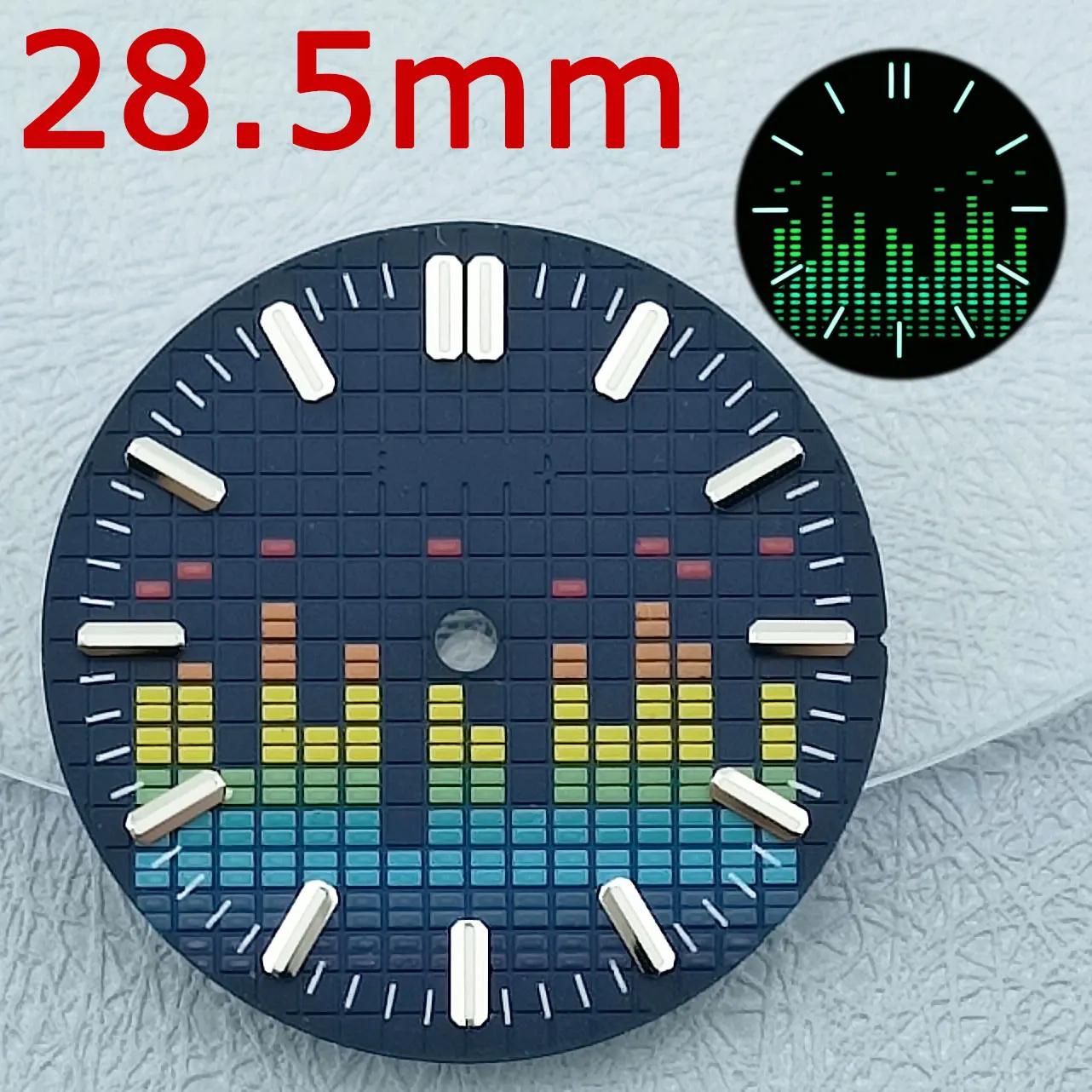 28.5mm NH35 Dial C3 Luminous Music Watch Face for NH35 Miyota8215 movement Customizable logo Dial